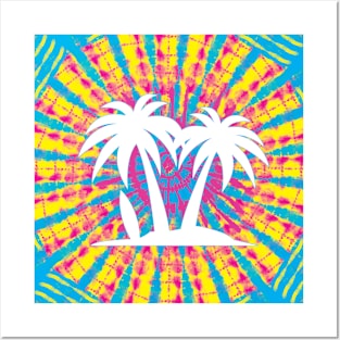 Tie-dye Palm Trees with Surfboard Posters and Art